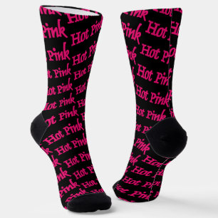 Calcetines premium negros de palabra rosa caliente