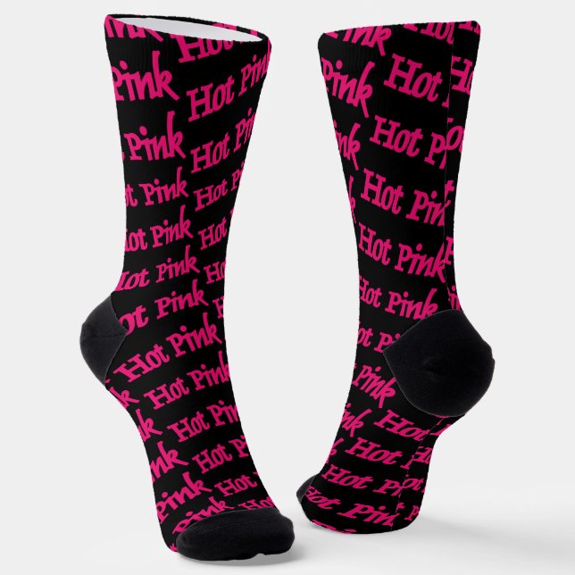 Calcetines premium negros de palabra rosa caliente (Angular)