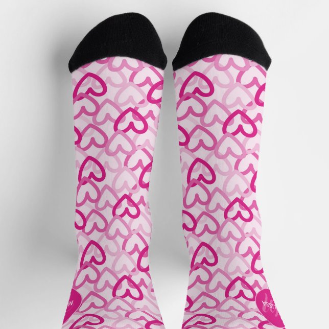 Calcetines Preppy Hearts Pink (Arriba)