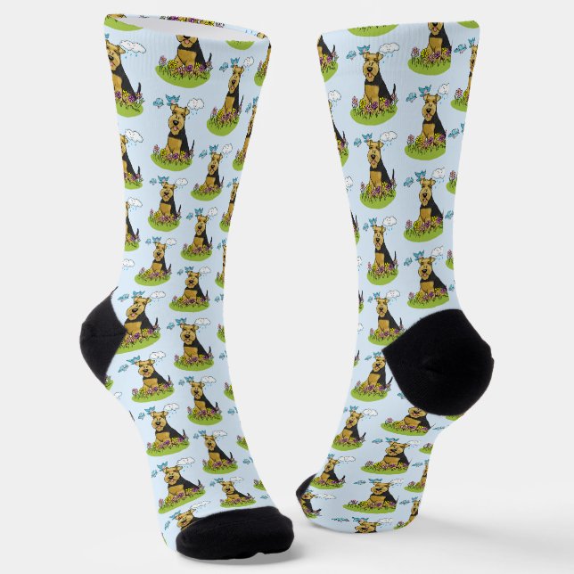 Calcetines Primavera galesa de perro más terrorífico con flor (Angular)