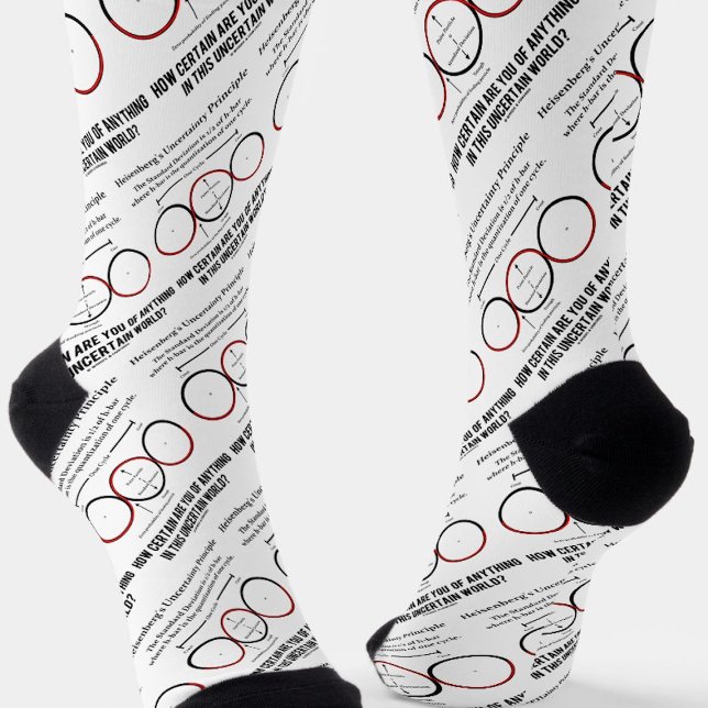 Calcetines Principio de incertidumbre de Heisenberg Física Hu (Let your wry particle physics/quantum mechanics side shine with this pair of crew socks.)