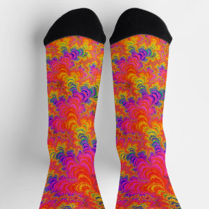 Calcetines Psicodélico Funky Hippie Boho Neon Rainbow Fractal