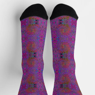 Calcetines Psicodélico Groovy Magenta Retro Torbellino Líquid