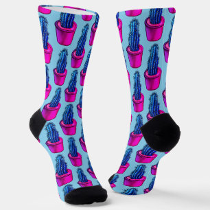 Calcetines Psychedelic Cactus Blue Purple Trippy Fun Loco