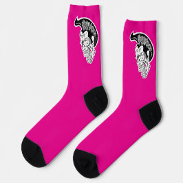 Calcetines Psycho Skull Hot Pink