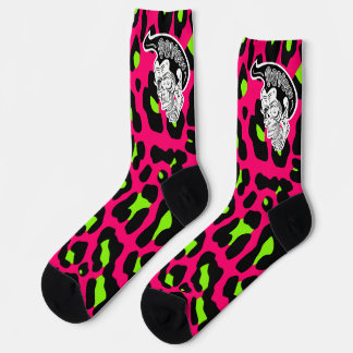 Calcetines Psycho Skull Hot Pink Leopard Print