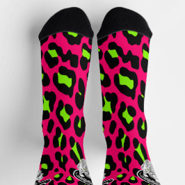 Calcetines Psycho Skull Hot Pink Leopard Print