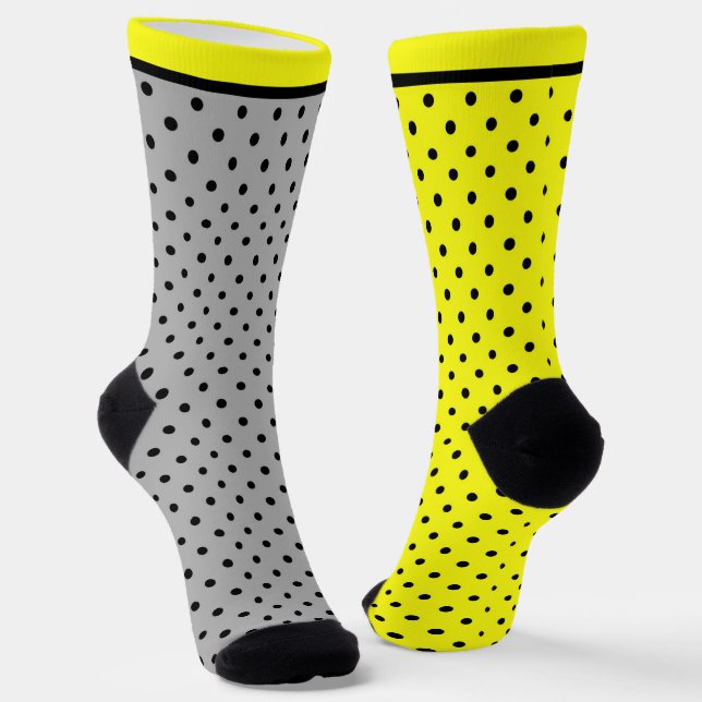Calcetines Punto negro de polka amarillo (Angular)