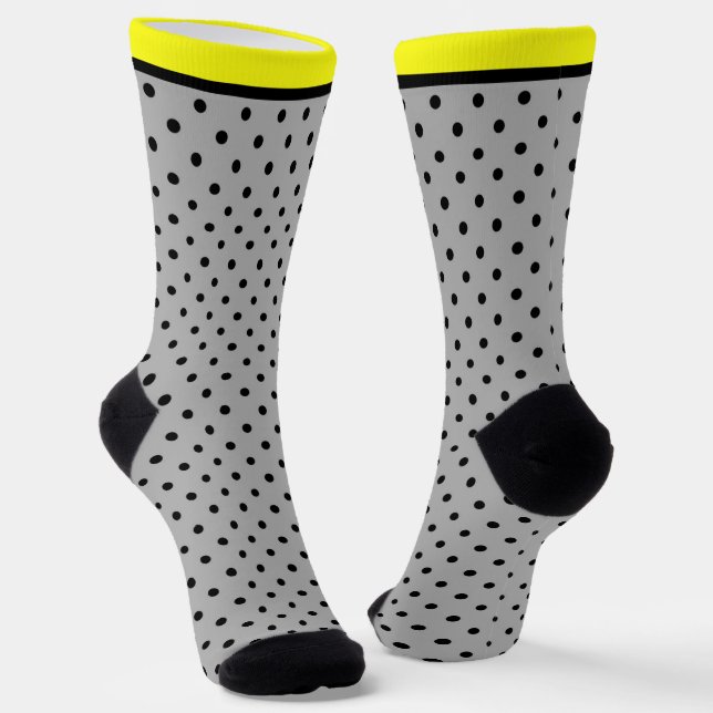 Calcetines Punto negro de polka amarillo (Angular)