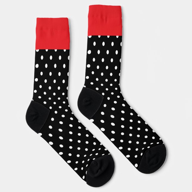 Calcetines Puntos Blancos Sobre El Tirón Rojo Negro (Derecha)