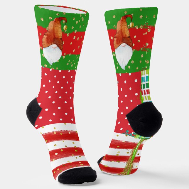 Calcetines Puntos de fiesta, rayas y gnomos (Subido por el creador)