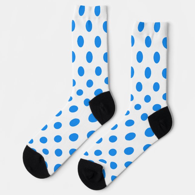 Calcetines Puntos de Polka azul de fondo blanco (Izquierda)