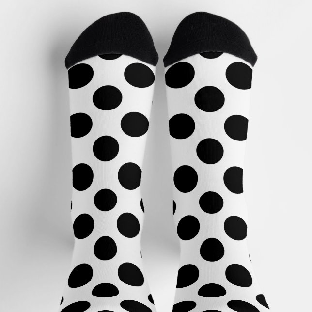 Calcetines Puntos de polka, patrón de puntos de polka, negro  (Arriba)