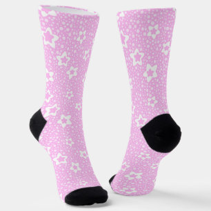 Calcetines Puntos de polka retro rosado caliente con patrón f