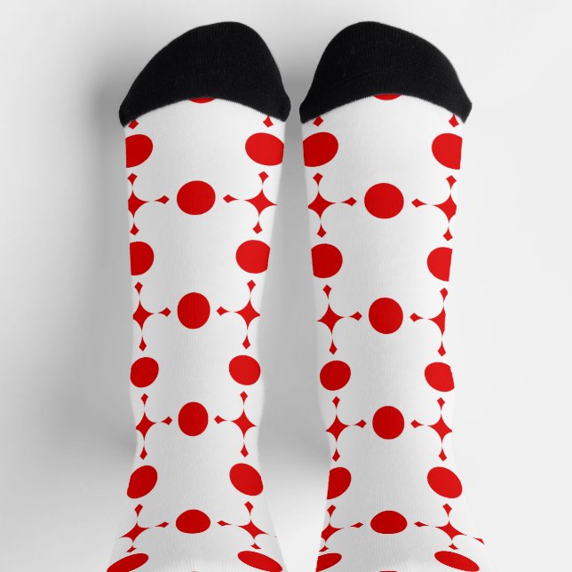 Calcetines Puntos de Polka Rojo, Patrón de Punto de Polka, Pu (Arriba)