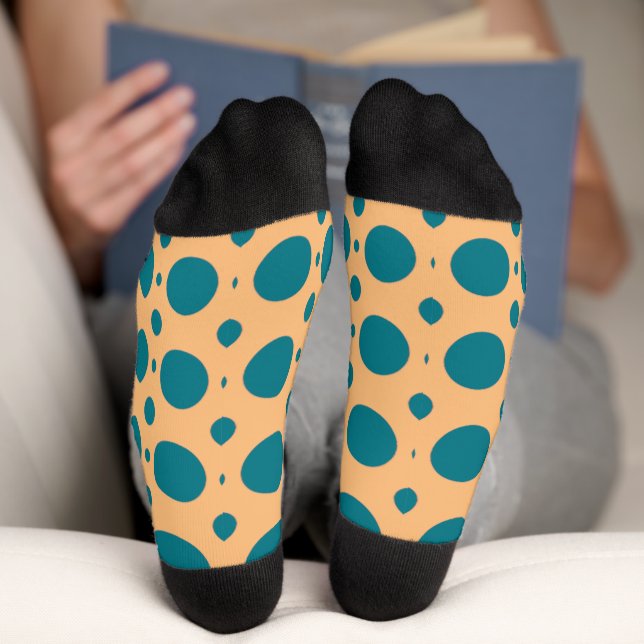 Calcetines Puntos de polka Verde azulada del arte pop (Abajo)