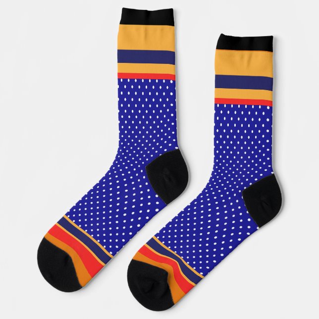 Calcetines Puntos del Polka Azul + Rayas (Izquierda)