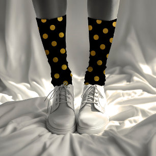 Calcetines Puntos sencillos de Polka de lujo y negro y dorado