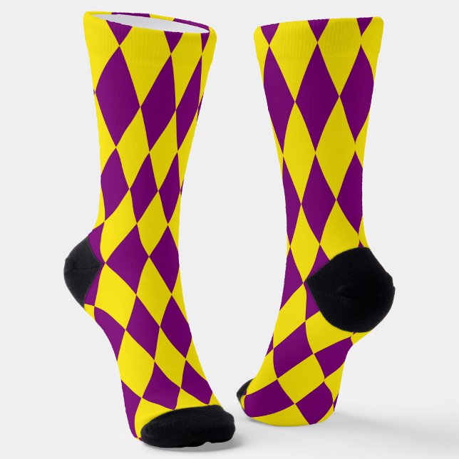 Calcetines Purple and Yellow Harlequin Checkered Design  (Subido por el creador)
