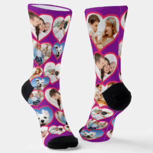 Calcetines Purple Elegant Red Heart Pattern   5 COLLAGE DE FO