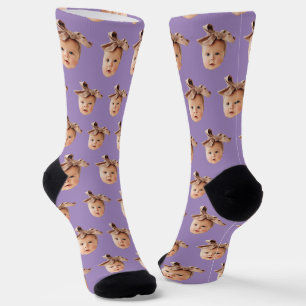 Calcetines Purple Funny Personalizado Hija Face