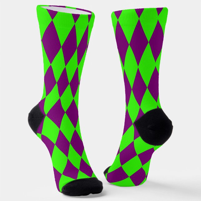 Calcetines Purple Green Harlequin Checkered Design  (Subido por el creador)