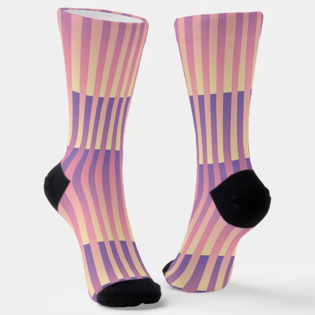 Calcetines Purple Pink Yellow Striped Pattern (Angular)