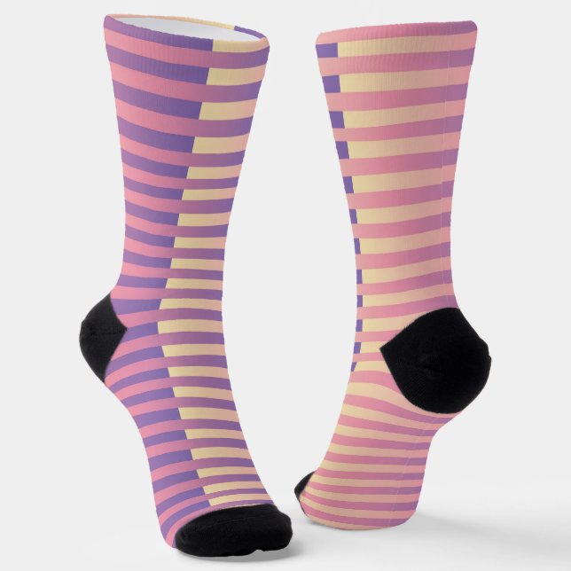Calcetines Purple Pink Yellow Striped Pattern (Angular)