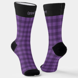 Calcetines Purple Plaid Knit Look Print - opción de texto Per