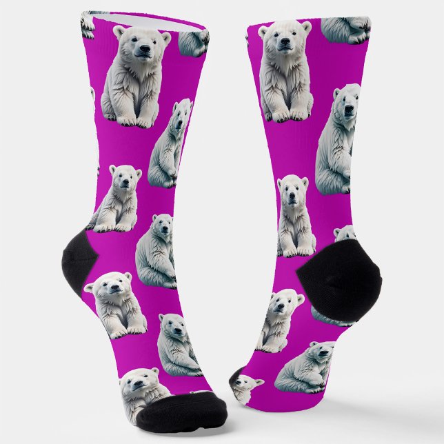 Calcetines Purple Polar Bear Pattern Design  (Subido por el creador)