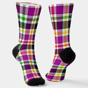 Calcetines Púrpura Negro Multicolor Franela Cuadro Escocés