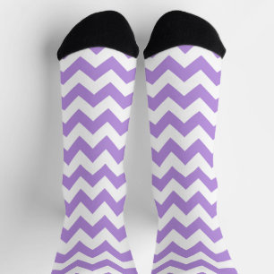 Calcetines Púrpura Zigzag, Púrpura Chevron, Patrón Geométrico