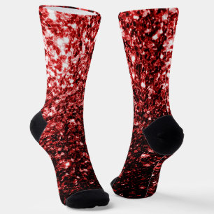 Calcetines Purpurina de imitación rojo oscuro enciende glamou