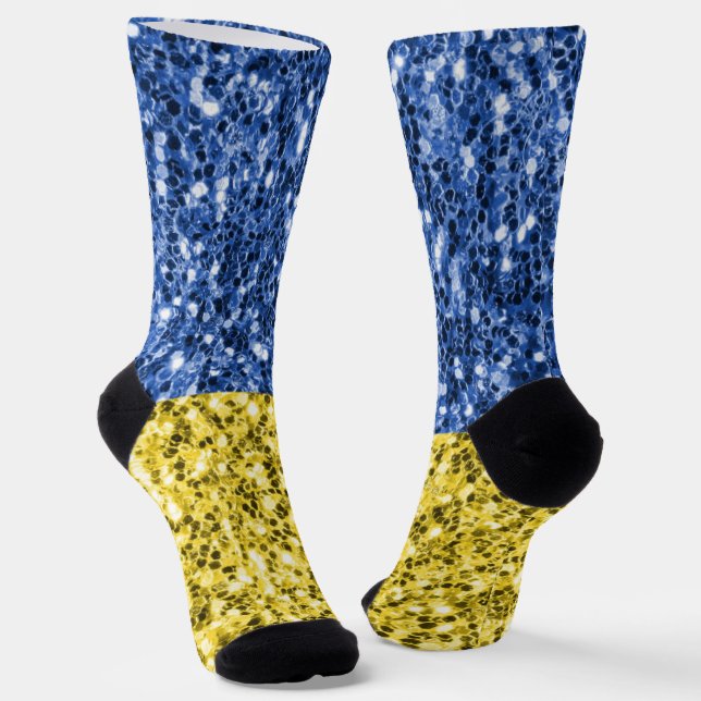 Calcetines Purpurina de la bandera azul amarilla de Ucrania c (Angular)