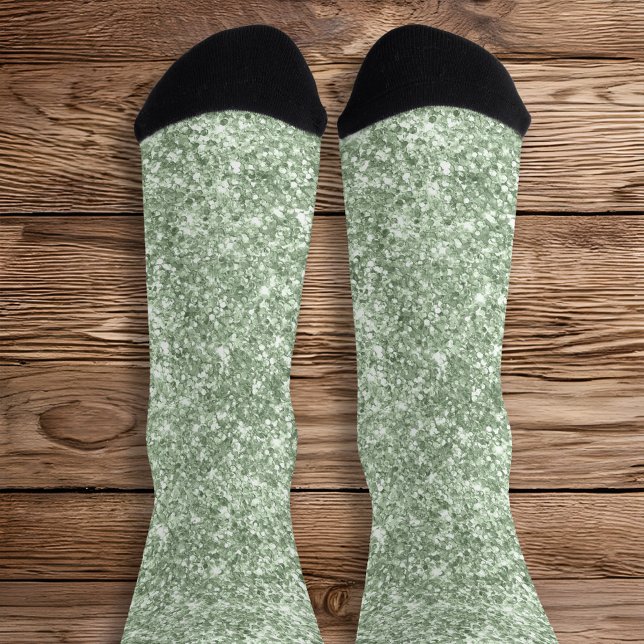 Calcetines Purpurina de lujo Sparkly Sage Green (Sage Green Glitter Socks)
