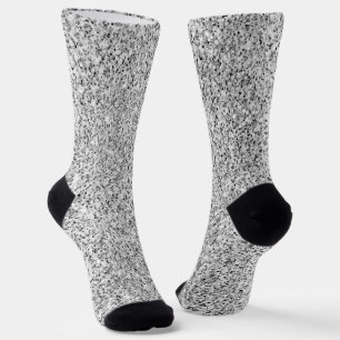Calcetines Purpurina gris plateado brillante blanco negro