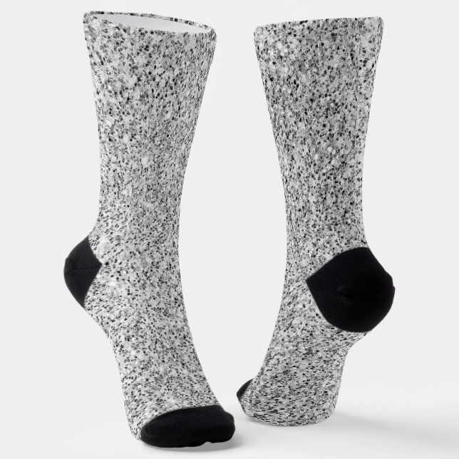 Calcetines Purpurina gris plateado brillante blanco negro (Angular)