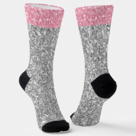Calcetines Purpurina Rosa Y Gris