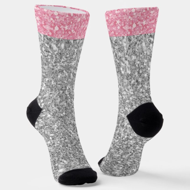 Calcetines Purpurina Rosa Y Gris (Angular)