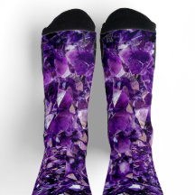Calcetines que rocían gemas de Geode morado contra