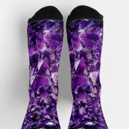 Calcetines que rocían gemas de Geode morado contra