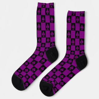 Calcetines Queen of Spades Socks Dark Purple Checkerboard QoS