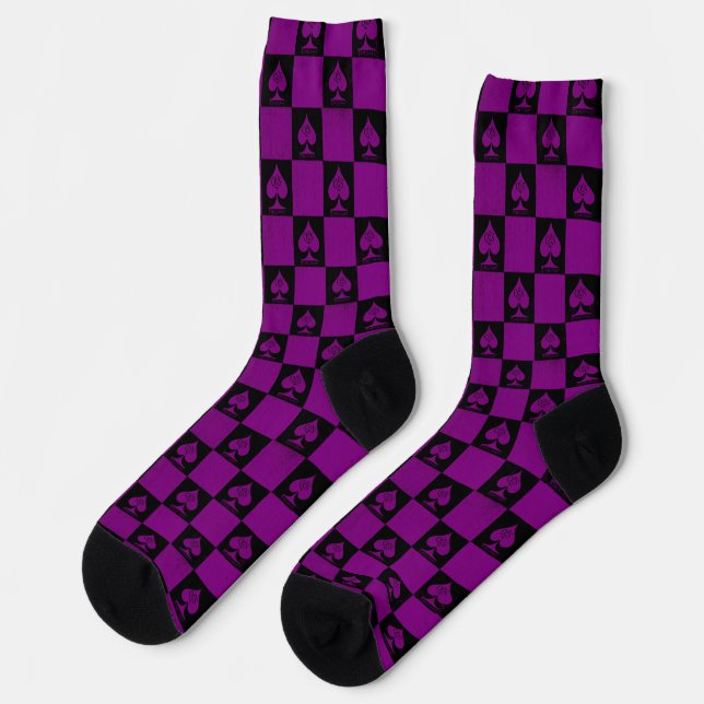 Calcetines Queen of Spades Socks Dark Purple Checkerboard QoS (Izquierda)
