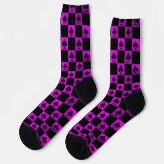 Calcetines Queen of Spades Socks Pink Black Checkerboard QoS
