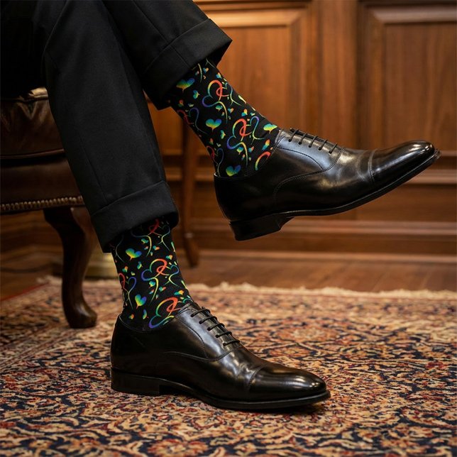 Calcetines Rainbow Pride Entwined Hearts (Subido por el creador)