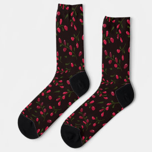 Calcetines Ramas de las Berries Rojas en el rojo más oscuro