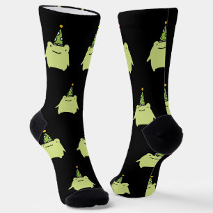 Calcetines Rana verde kawaii de cumpleaños - Patrón de fiesta