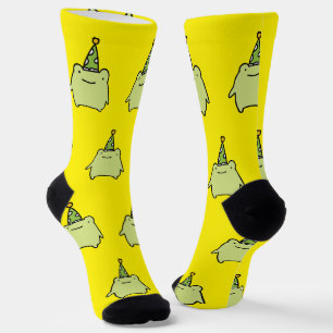 Calcetines Rana verde kawaii de cumpleaños - Patrón de fiesta