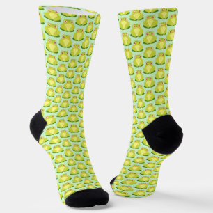 Calcetines Rana Verde Sentada En Hojas