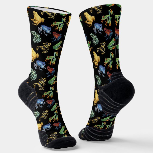 Calcetines Ranas sobre negro (Angular)